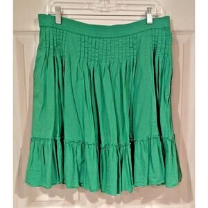 Gap 100%‎ Cotton Crinkle Gauze Tiered Skirt Green Sz Small Lined Pull On Pockets